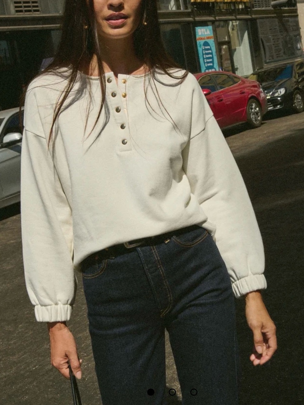 Nation LTD Callan Pullover White round Neck Sweatshirt